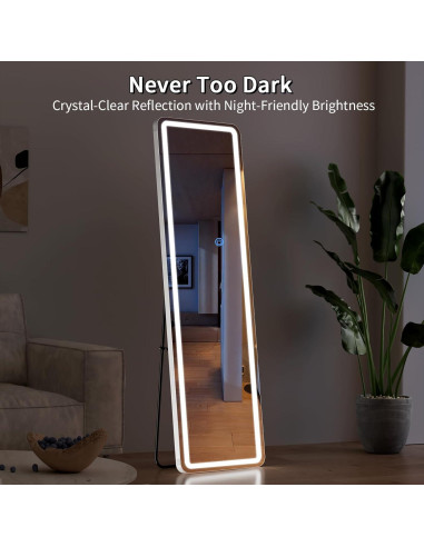 Espejo de Cuerpo Entero Koonmi LED 152.4x40.6cm Blanco