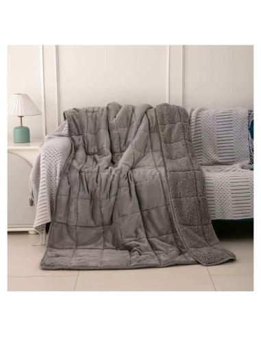 Manta con peso MENHIRY 91x122 cm de terciopelo gris para adultos