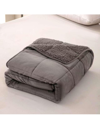 Manta con peso MENHIRY 91x122 cm de terciopelo gris para adultos