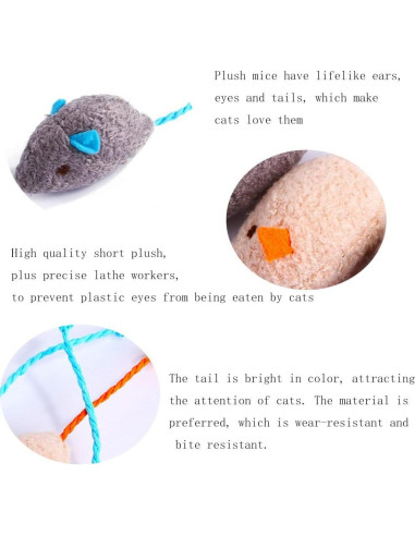 Juguete Interactivo para Gatos Q.Y.HOME - 3 Ratones de Peluche