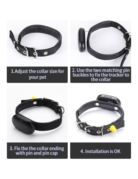 Rastreador GPS 4G Fajocru para Perros Grandes - Impermeable, Luz LED Rastreador GPS 4G Fajocru para Perros Grandes - Impermeable, Luz LED