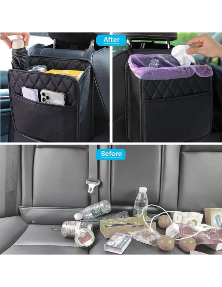 Organizador de Asiento Trasero INZSASO de Cuero PU Negro 2Pack Organizador de Asiento Trasero INZSASO de Cuero PU Negro 2Pack