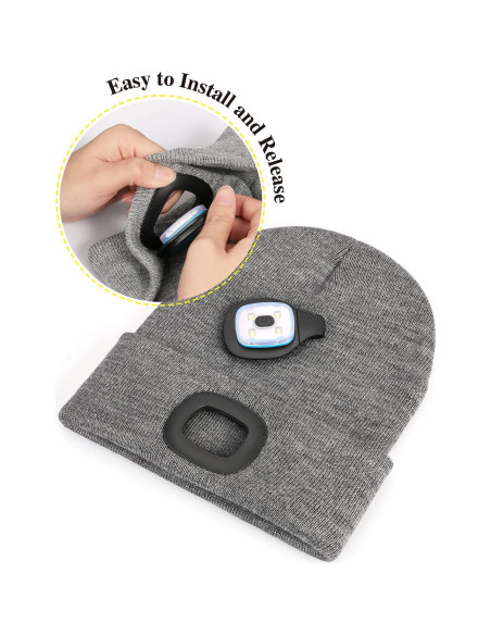 Gorro LED Unisex MELASA Gris, Recargable USB, Calentador de Invierno Gorro LED Unisex MELASA Gris, Recargable USB, Calentador de Invierno