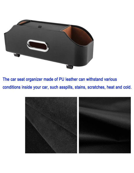 Organizador de Asiento de Auto QKDS con 2 Portavasos Negro Organizador de Asiento de Auto QKDS con 2 Portavasos Negro