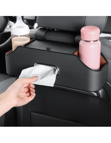 Organizador de Asiento de Auto QKDS con 2 Portavasos Negro
