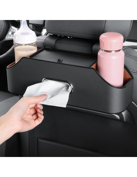 Organizador de Asiento de Auto QKDS con 2 Portavasos Negro Organizador de Asiento de Auto QKDS con 2 Portavasos Negro