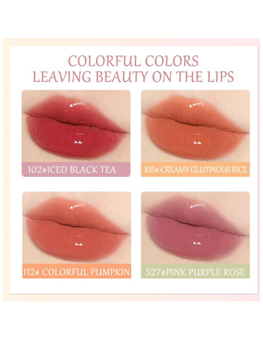 Brillo de Labios Hidratante Bekoeen Rosa 2 Pcs Gel Larga Duración