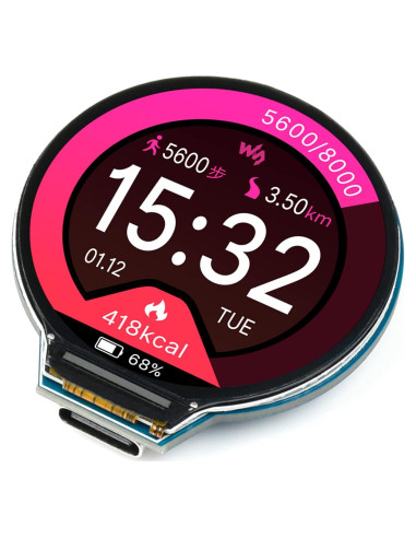 Placa MCU Waveshare RP2040 con Pantalla LCD 1.28" IPS