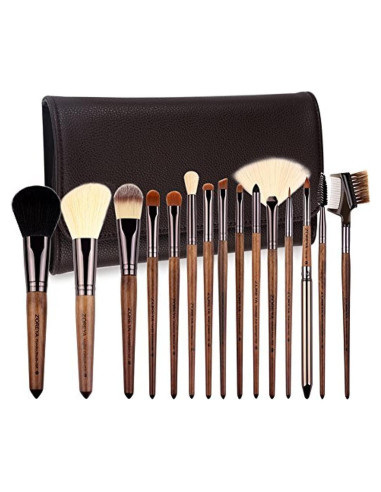 Juego de Brochas de Maquillaje Zoreya 15 Piezas con Bolsa de PU
