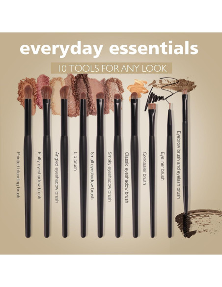 Set de 10 Brochas de Maquillaje para Ojos Banidy - Cerdas Sintéticas Set de 10 Brochas de Maquillaje para Ojos Banidy - Cerdas Sintéticas