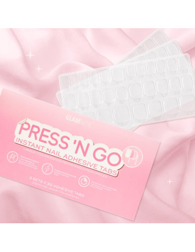 Kit Uñas Postizas Glamnetic Noche Silenciosa - 30 Uñas Cortas Almendras Blancas Brillantes