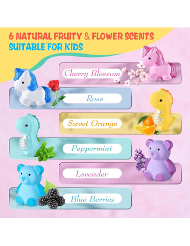 Set de Bombas de Baño Naturales Perjoy para Niños - 6 Piezas