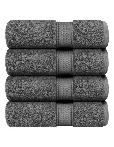 Juego de Toallas de Baño Utopia 4 Piezas 100% Algodón Gris Juego de Toallas de Baño Utopia 4 Piezas 100% Algodón Gris