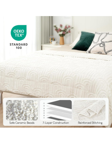 Manta pesada Jacquard Cottonblue 152x203 cm 6.8 kg blanca