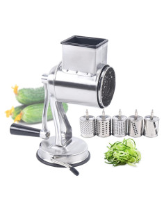 Rallador Rotatorio DYNAMI 5 en 1 Acero Inoxidable Ventosa