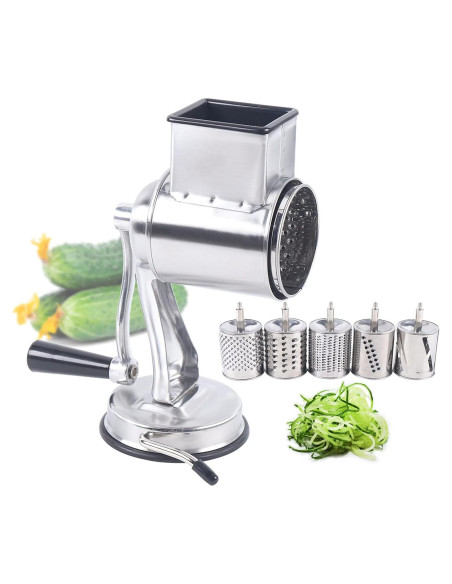 Rallador Rotatorio DYNAMI 5 en 1 Acero Inoxidable Ventosa Rallador Rotatorio DYNAMI 5 en 1 Acero Inoxidable Ventosa