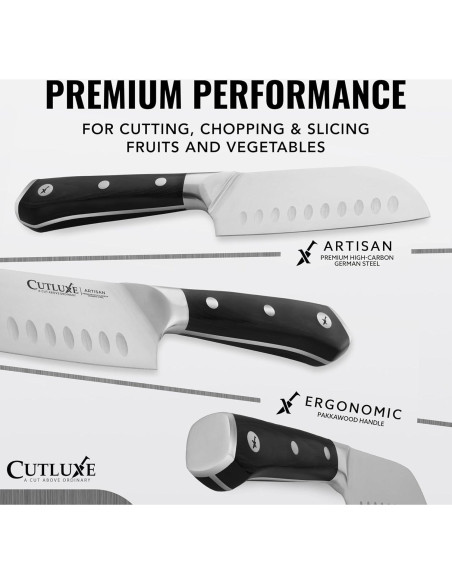 Cuchillo Santoku Cutluxe 12.7 cm Acero Alemán Forjado Mango Pakkawood Cuchillo Santoku Cutluxe 12.7 cm Acero Alemán Forjado Mango Pakkawood
