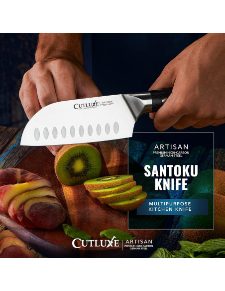 Cuchillo Santoku Cutluxe 12.7 cm Acero Alemán Forjado Mango Pakkawood Cuchillo Santoku Cutluxe 12.7 cm Acero Alemán Forjado Mango Pakkawood