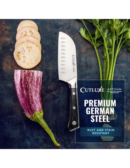 Cuchillo Santoku Cutluxe 12.7 cm Acero Alemán Forjado Mango Pakkawood Cuchillo Santoku Cutluxe 12.7 cm Acero Alemán Forjado Mango Pakkawood