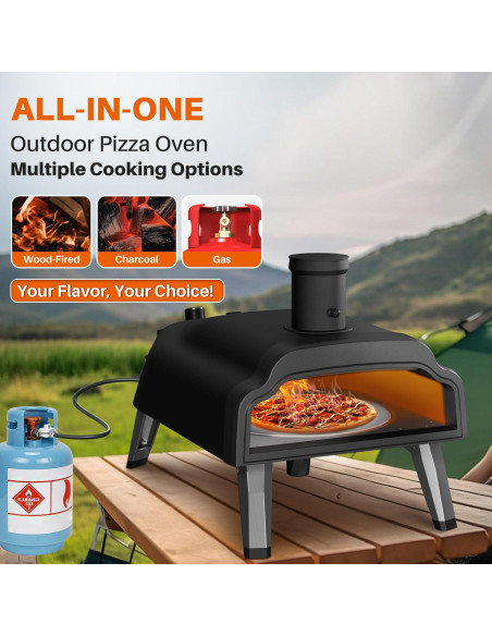 Horno de Pizza Multi-Fuel FrigiLife 30 cm Gas y Leña Horno de Pizza Multi-Fuel FrigiLife 30 cm Gas y Leña