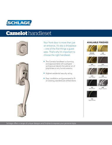 Juego de Manijas de Entrada Schlage F60 V CAM 716 Bronce Envejecido