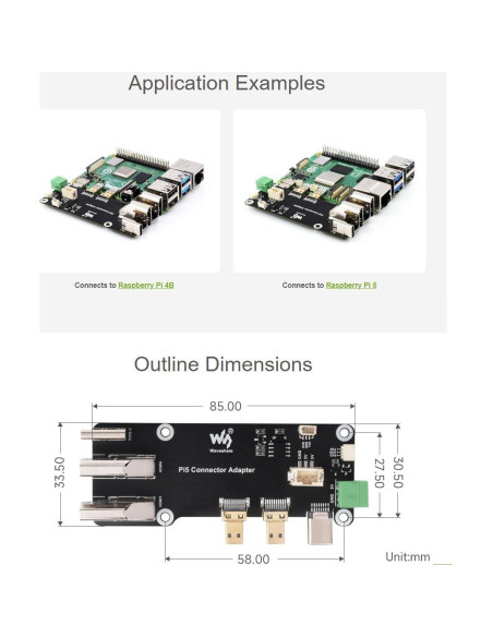 Adaptador micro HDMI a HDMI Waveshare para Raspberry Pi 5/4B 4K Adaptador micro HDMI a HDMI Waveshare para Raspberry Pi 5/4B 4K