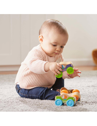 Juego de Apilamiento de Coches de Madera Melissa & Doug - 3 Piezas