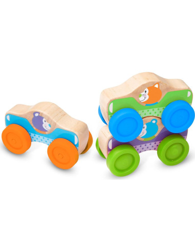 Juego de Apilamiento de Coches de Madera Melissa & Doug - 3 Piezas