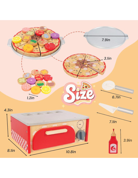 Juguete de Pizza de Madera WOODENFUN con Horno Interactivo Juguete de Pizza de Madera WOODENFUN con Horno Interactivo