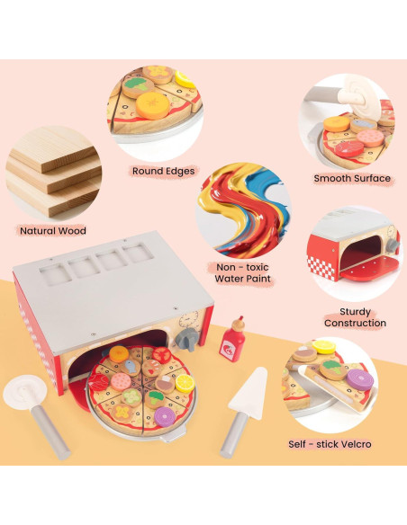 Juguete de Pizza de Madera WOODENFUN con Horno Interactivo Juguete de Pizza de Madera WOODENFUN con Horno Interactivo