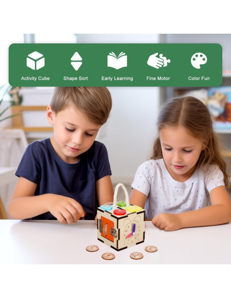 Cubo de Actividades Montessori WODI para Niños 3-6 Años - Juguete Educativo de Madera Cubo de Actividades Montessori WODI para Niños 3-6 Años - Juguete Educativo de Madera