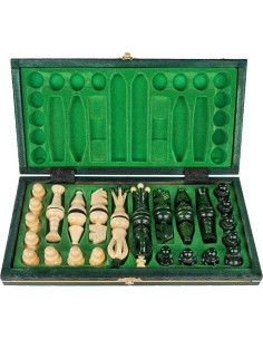 Juego de Ajedrez de Madera Muba Plegable 35x35 cm Verde 2