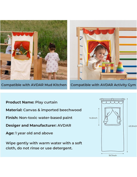 Teatro de Marionetas AVDAR Rojo 110cm para Niños 3+ Teatro de Marionetas AVDAR Rojo 110cm para Niños 3+
