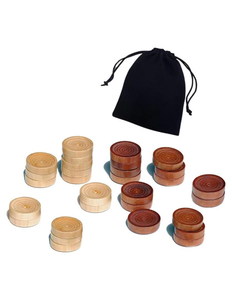 Piezas de Damas y Backgammon Baspoom 15 Piezas Madera Piezas de Damas y Backgammon Baspoom 15 Piezas Madera