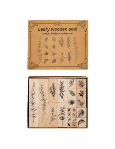 Juego de Sellos de Goma de Madera Huralona Vintage 16 PCS
