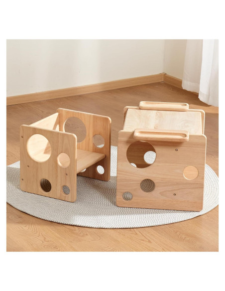 Juego de Mesa y Sillas Montessori Woodtoe - Madera Natural Juego de Mesa y Sillas Montessori Woodtoe - Madera Natural