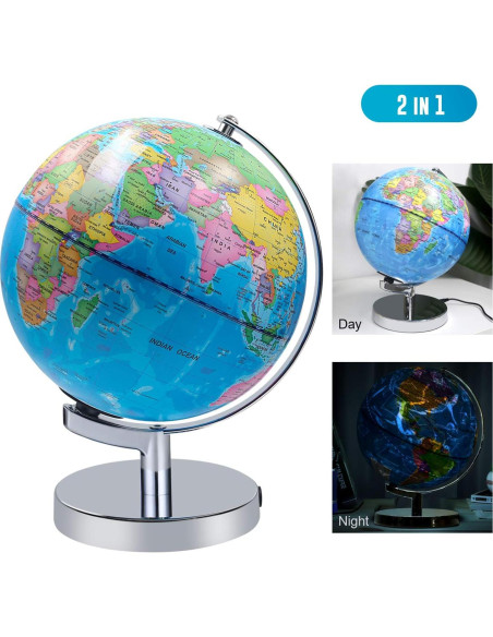 Globo Terráqueo Iluminado Estefanlo 20 cm 2 en 1 LED Globo Terráqueo Iluminado Estefanlo 20 cm 2 en 1 LED