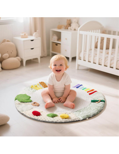 Alfombra de Juego Montessori 5 Zonas Desarrollo Sensorial Bebés