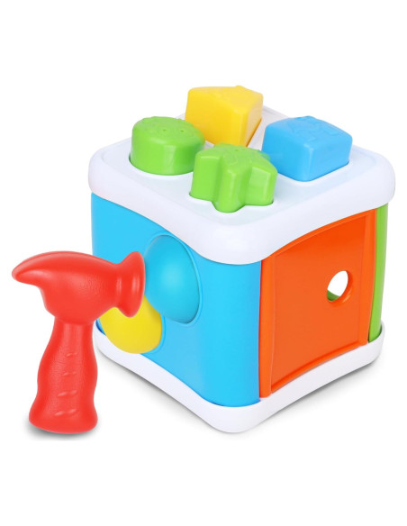 Martillo y Clasificador de Formas Playkidiz 2-en-1 para Bebés Martillo y Clasificador de Formas Playkidiz 2-en-1 para Bebés