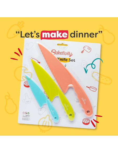 Conjunto de cuchillos seguros para niños Baketivity - 3 piezas Conjunto de cuchillos seguros para niños Baketivity - 3 piezas