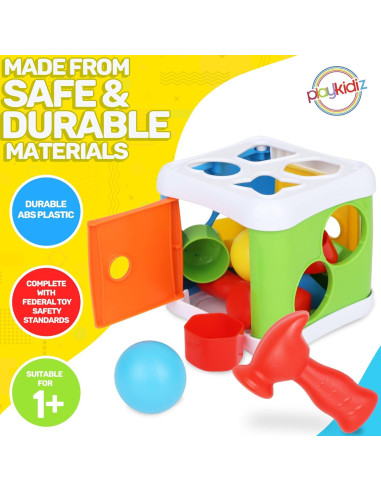 Martillo y Clasificador de Formas Playkidiz 2-en-1 para Bebés