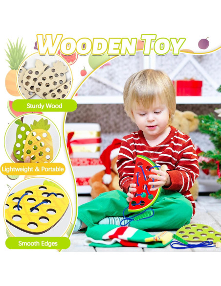 Paquete de 4 Juguetes de Enhebrado de Madera Woozettn Paquete de 4 Juguetes de Enhebrado de Madera Woozettn