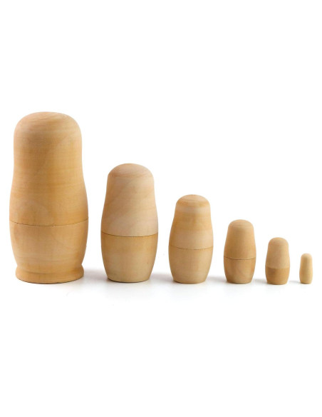 Muñecas Matryoshka Sin Pintar Koogel - 6 Piezas de Madera DIY Muñecas Matryoshka Sin Pintar Koogel - 6 Piezas de Madera DIY
