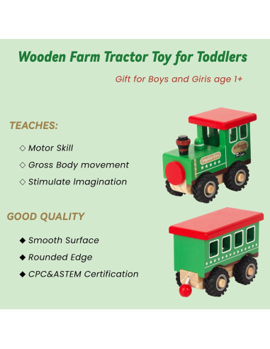 Coche de Juguete de Madera Woodenfun para Niños 1-3 Años
