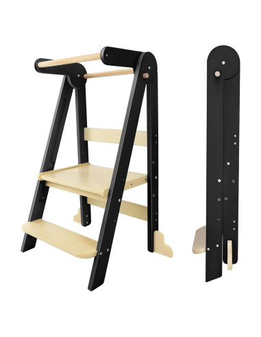 Torre de Cocina Plegable HARPPA para Niños 2-6 Años, Negro