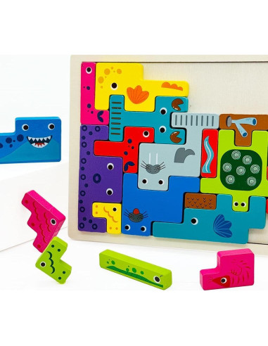 Rompecabezas de Madera Montessori Linkyloop 20 Piezas Océano
