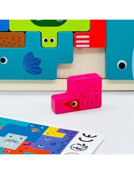 Rompecabezas de Madera Montessori Linkyloop 20 Piezas Océano Rompecabezas de Madera Montessori Linkyloop 20 Piezas Océano