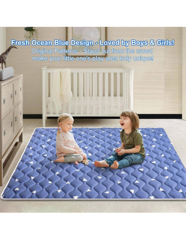 Alfombra de Juego de Espuma Antideslizante Azul Sueño 127x127 cm