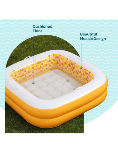 Piscina Inflable Grip A Pool 86.36cm Cuadrada Naranja Bebés