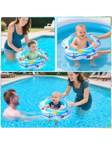 Flotador de piscina AMENON para bebés 6-12 meses con asiento